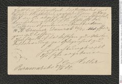 Nachlass Franz Steindachner, Postkarte von C. Heller; C. Kersten & Co. an Franz Steindachner (23.05.1908), Inv.Nr. 212.12, Seite 2